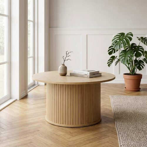 Nola Sofabord i Natur Egetræ fra Unique Furniture | Ø90x45 cm - Billede 1