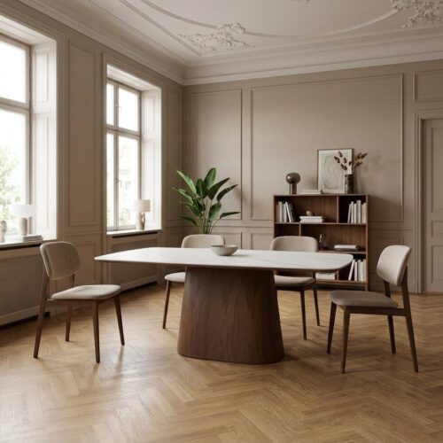 Noli Spisebord i Hvid/Mørkebrun Keramik & Askefiner fra House Nordic | BDH 90x200x76 cm - Billede 1