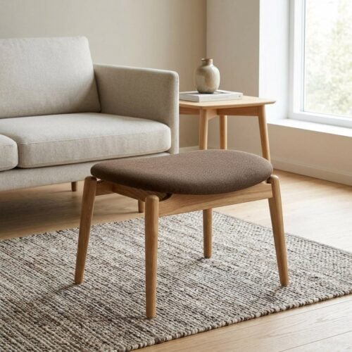 Olvera Fodskammel i 100% Massiv Egetræ og Polyester fra House Nordic | L43xB535xH38cm - Billede 1