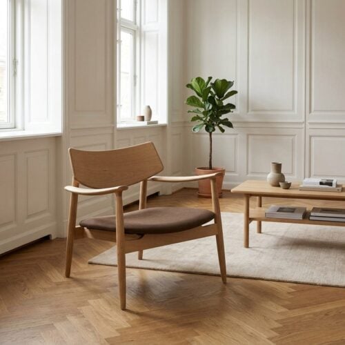 Olvera Loungestol i 100% Massiv Egetræ Natur/Brun fra House Nordic | L68xB68xH72cm - Billede 1