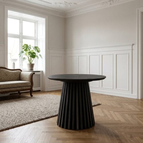 Osaka Hjørnebord i Egefiner og Sort Metal Stel fra House Nordic | Ø50xH45cm - Billede 1