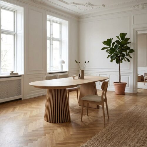 Osaka Spisebord i Natur Egetræ med 2 Tillægsplader fra House Nordic | Ø120x75 cm - Billede 1