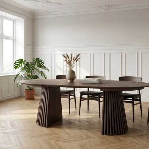 Osaka Spisebord i Smoked Egetræ med 2 Tillægsplader fra House Nordic | Ø120x120-200x75 cm - Billede 1
