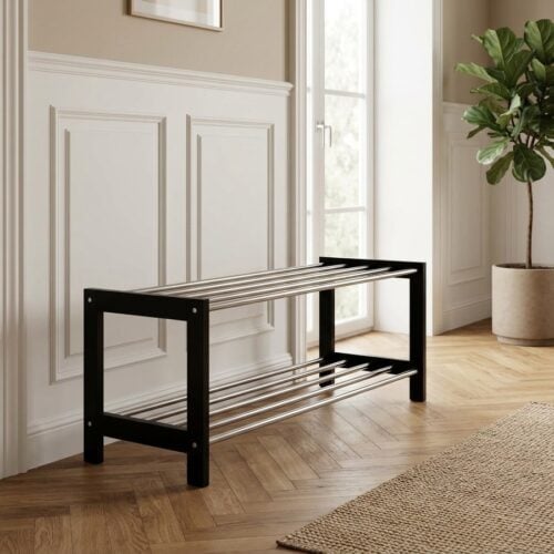 Padova skoreol i sort træ og stål fra House Nordic | 78x34 cm - Billede 1