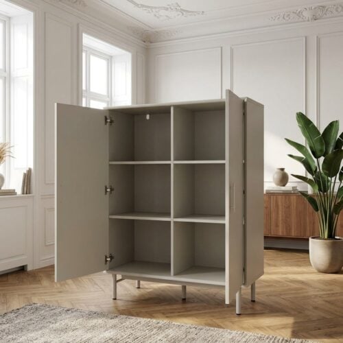 Palma Skab i Greige MDF med Metal Stel fra Unique Furniture | B100xD40xH125cm - Billede 1