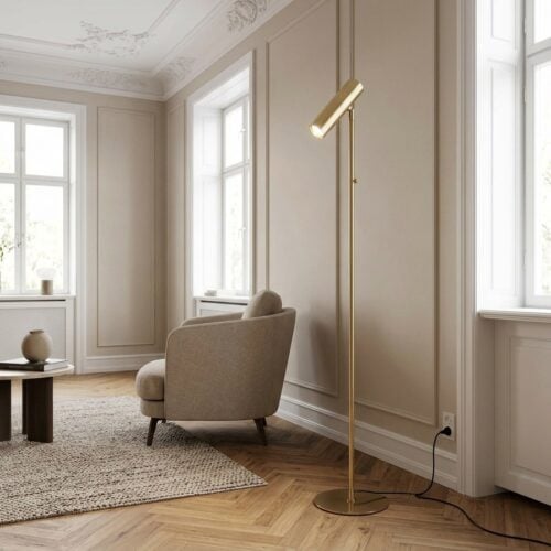 Paris Gulvlampe i Stål og Messing Fra House Nordic - Billede 1