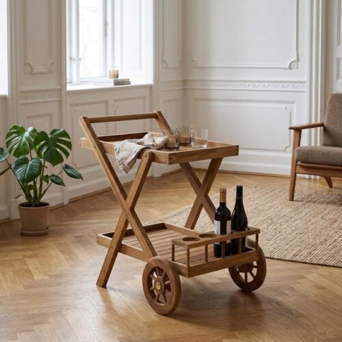 Pasaku Serveringsvogn i Natur i Naturfarvet fra House Nordic | 50x86x81cm - Billede 1