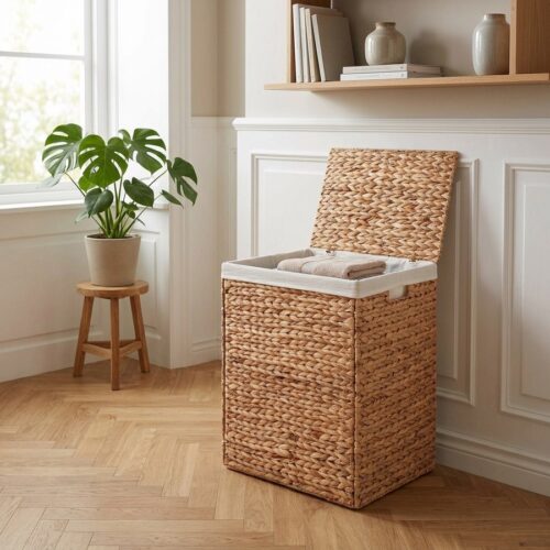 Passo vasketøjskurv i flettet Vandhyacint, bomuld og polyester fra House Nordic | 43x32x55 cm - Billede 1