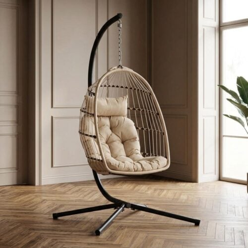 Patras H&aelig;ngestol i Beige/Gr&aring;/Sort fra House Nordic | 107x117x195cm - Billede 1