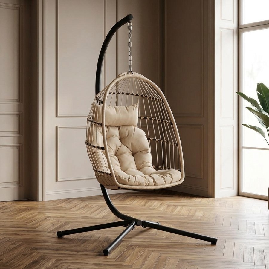 Patras Hængestol i Beige/Grå/Sort fra House Nordic | 107x117x195cm - Billede 1