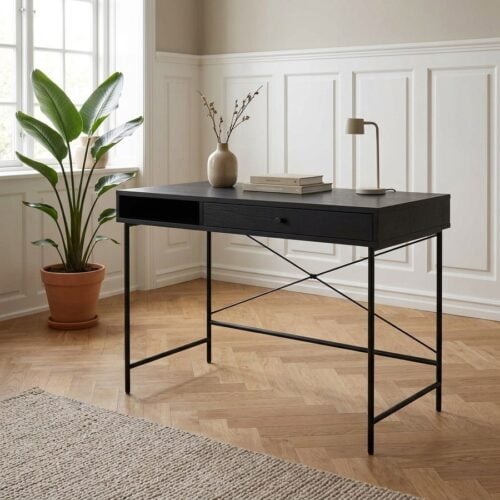 Pensacola Skrivebord i Sort MDF og Sort Metal fra Unique Furniture | B120xD60xH76cm - Billede 1