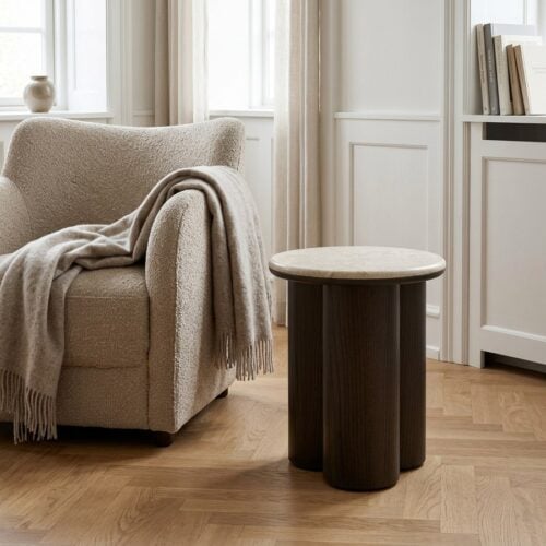 Piazze Sidebord i Bursa Marmor & Stel i Espresso Træ fra Unique Furniture | Ø45xH50 cm - Billede 1