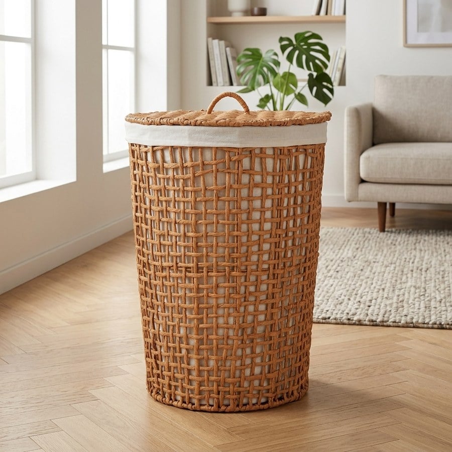 ai-miljoe-1-pomal-vasket-jskurv-i-papirstr-fra-house-nordic-42x56-cm-175166 Pomal Vasketøjskurv i Papirstrå Fra House Nordic | ø42x56 cm - Billede 1
