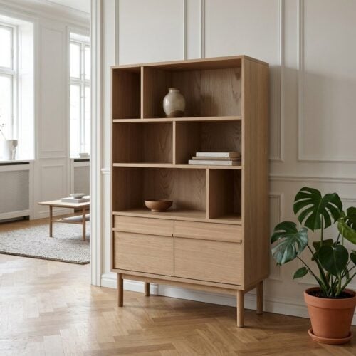 Ponza Reol i Egetræ fra Unique Furniture | B90,1xH140xD40cm - Billede 1