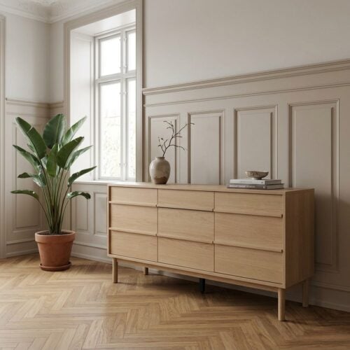 Ponza Skænk i Naturlig Egetræsfinér fra Unique Furniture | B140,2xD43xH75cm - Billede 1