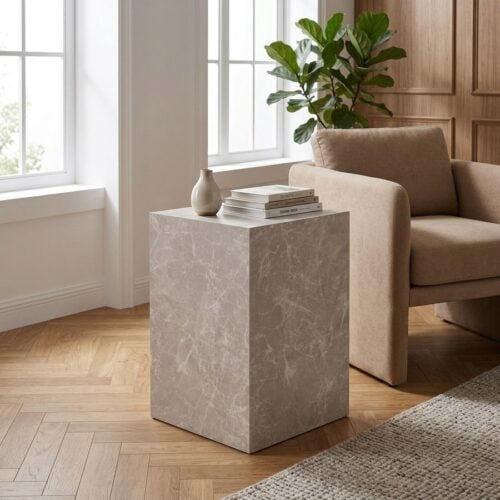 Prague Hjørnebord i Marmor Look Beige fra House Nordic | 30x30x50 cm - Billede 1