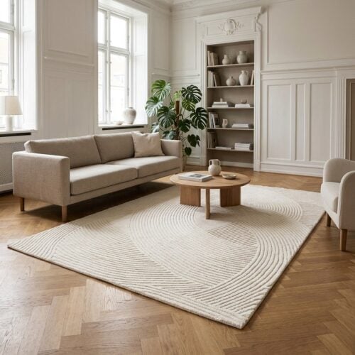 Pune Tæppe Råhvid Fra House Nordic | Håndtuftet Uld - 160x230 cm - Billede 1
