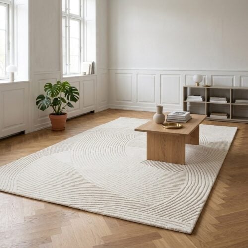 Pune Tæppe Råhvid Fra House Nordic | Håndtuftet Uld - 200x300cm - Billede 1