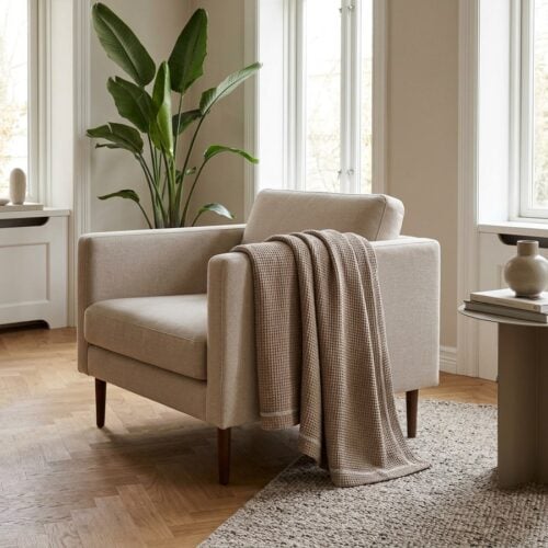 Puno Plaid i Taupe fra House Nordic | 130x156cm - Billede 1