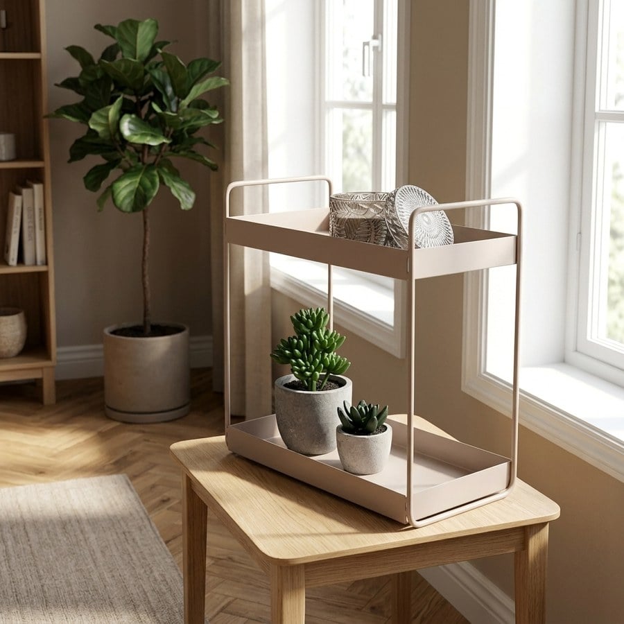 ai-miljoe-1-rabo-st-ende-dobbelthylde-i-sandfarvet-metal-fra-house-nordic-2-hylder-30x15x31-cm-175320 Rabo Stående Dobbelthylde i Sandfarvet Metal Fra House Nordic | 2 hylder 30x15x31 cm - Billede 1