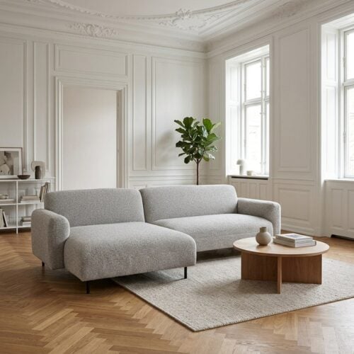Salvador Venstrevendt Loungesofa i Lysegrå Fra House Nordic | Bouclé - Billede 1