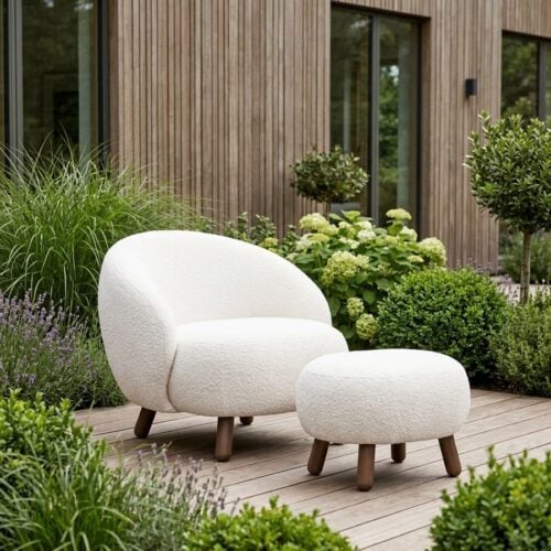 Savona Loungesæt med Loungestol og Puf i Hvid fra House Nordic | L80xB76xH68cm - Billede 1