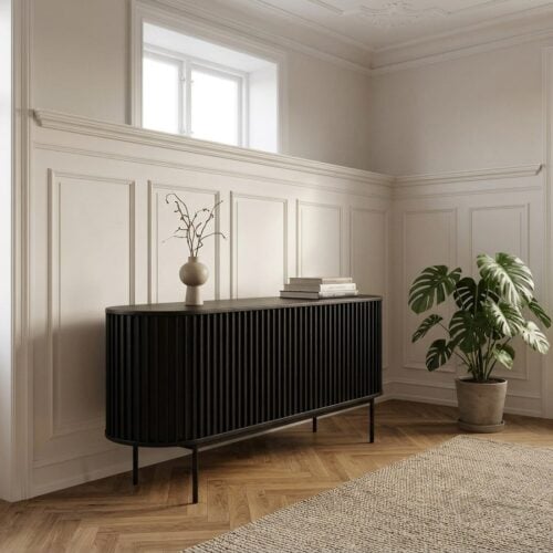 Siena Skænk i Sort Egetræ med Sorte Metalben fra Unique Furniture | B160xH73xD45cm - Billede 1