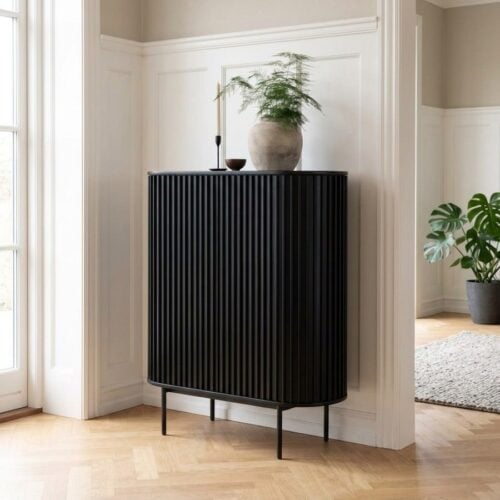 Siena Skab i Sort Egetræ med Sorte Metalben fra Unique Furniture | B110xH125xD45cm - Billede 1