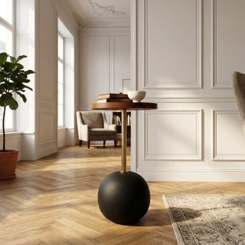 Sirone Hj&oslash;rnebord i Natur/Sort fra House Nordic | &Oslash;30xH56cm - Billede 1
