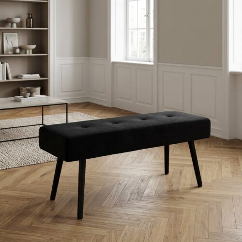 Skiby Bænk i Sort Velour med Sorte Metalben fra House Nordic | 100x35x44 cm - Billede 1