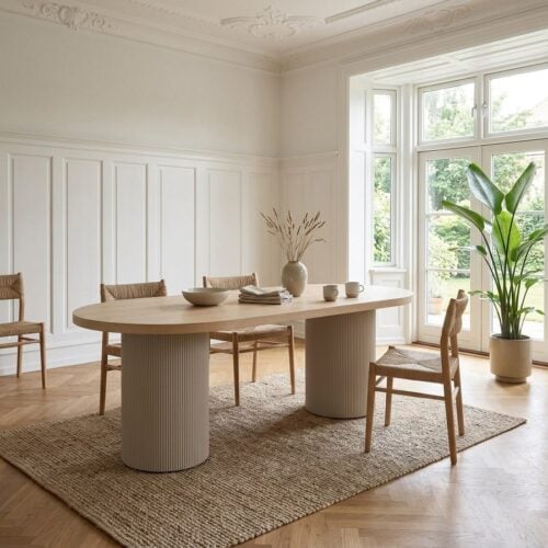 Solva Spisebord i Natur- og Sandfarvet MDF og Askefiner fra House Nordic | L220xB100xH75cm - Billede 1