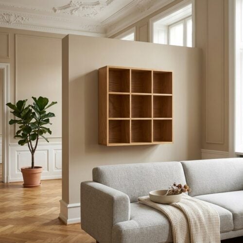 Soria Væghylde/ Sættekasse i 100% Massiv Egetræ og MDF med Egefiner fra House Nordic | B39xD11xH51cm - Billede 1