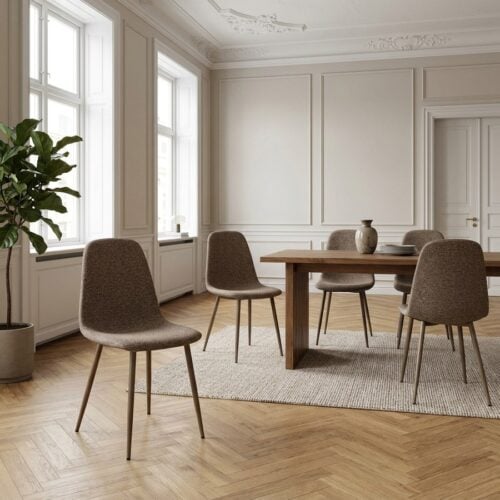 Stockholm Spisebordsstol i Brun Polyester med Metalben fra House Nordic | L54xB44xH88cm - Billede 1