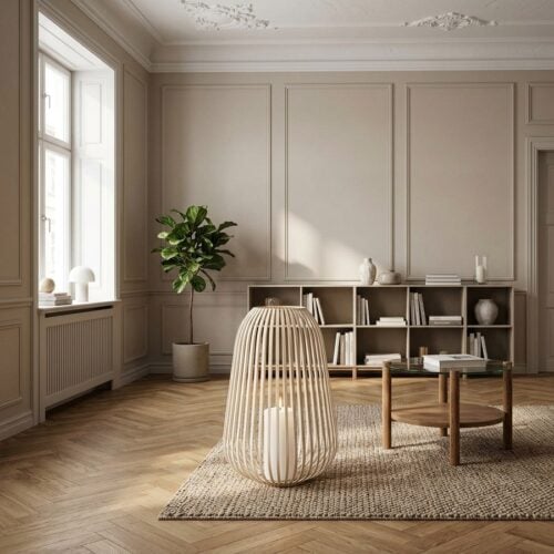 Stoense Lanterne i Beige fra House Nordic | Ø24,5xH40cm - Billede 1