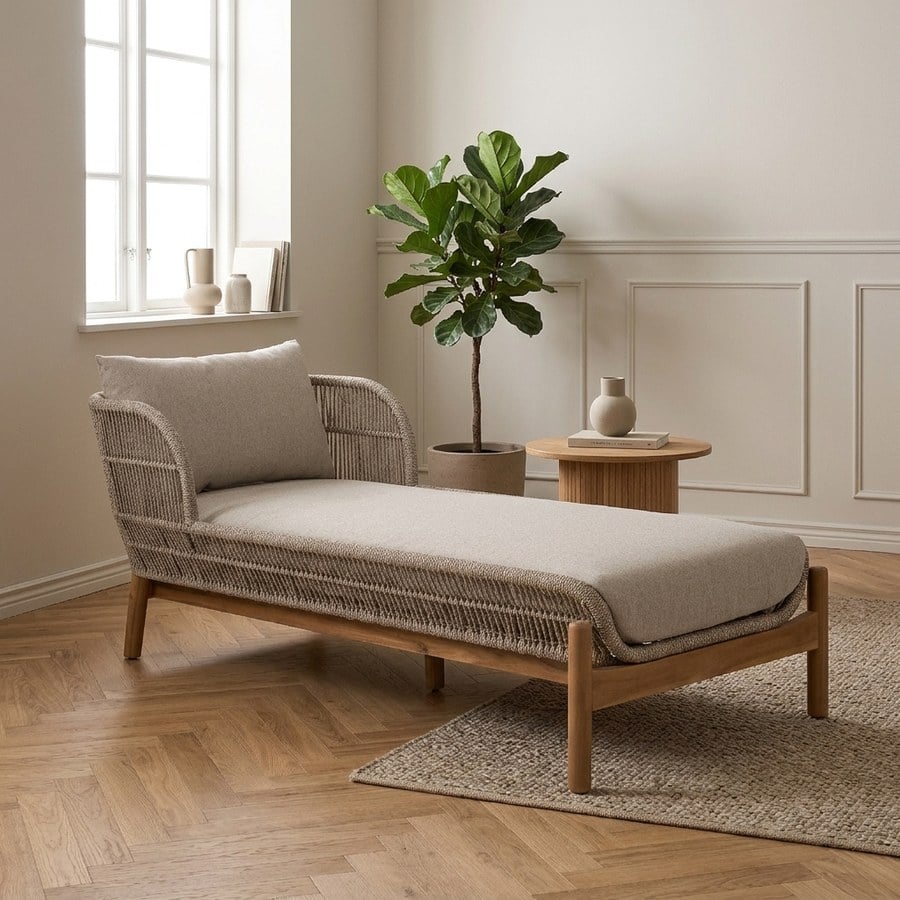 Terracina Solseng i Massiv Akacietræ inkl. Beige Hynder og flet fra House Nordic | L190xB87xH72,6cm - Billede 1