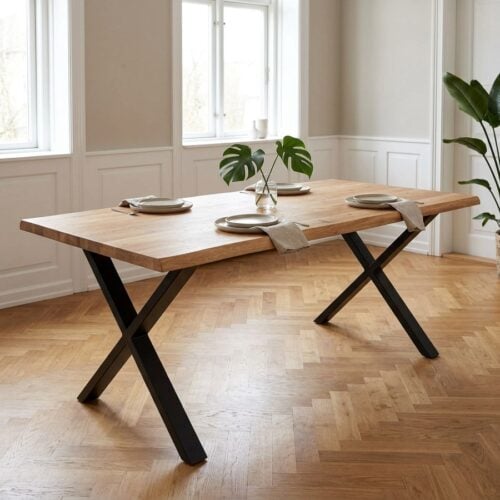 Toulon Spisebord i 100% Massiv Egetræ og Naturolie med naturlige bølgede kanter | 95x200x75cm - Billede 1