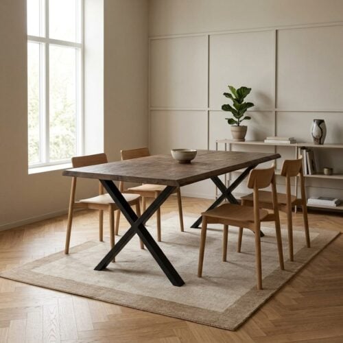 Toulon Spisebord i Smoked i 100% Massiv Egetr&aelig; med St&aring;lben fra House Nordic | L200xB95xH75cm - Billede 1