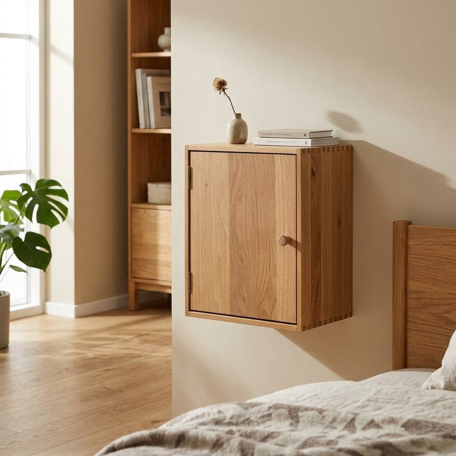 ai-miljoe-1-townsville-fingertappet-v-ghylde-sengebord-med-l-ge-i-100-massiv-egetr-fra-house-nordic-b18xl30xh30cm-206843 Townsville Fingertappet Væghylde/Sengebord med låge i 100% Massiv Egetræ fra House Nordic | B18xL30xH30cm - Billede 1