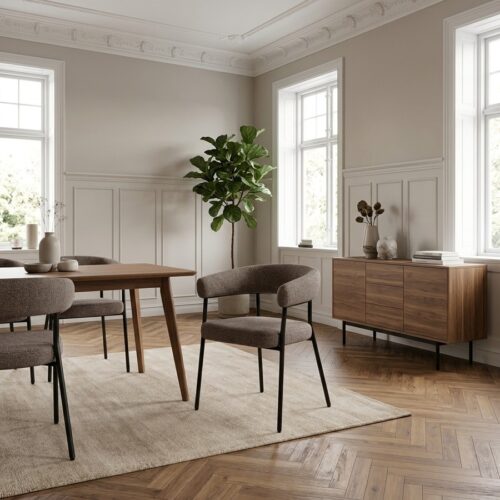 Trivio Spisebordsstol i Brun med Sort Metal Stel fra House Nordic | L56xB575xH77cm - Billede 1