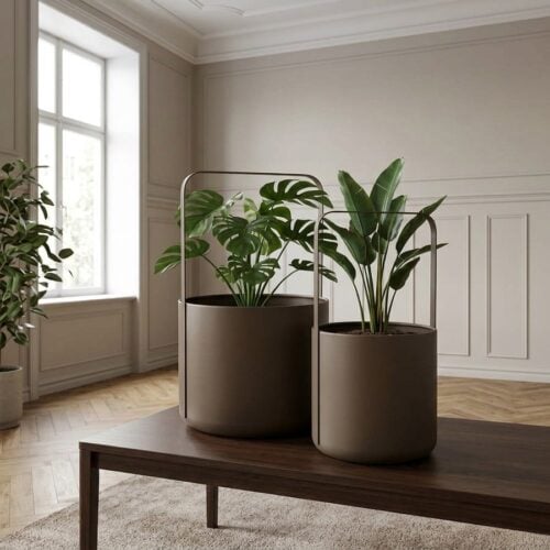 Urtepotte Sæt i Brun Stål fra House Nordic | 2 Stk. (19x35cm & 24,5x38,5cm) - Billede 1