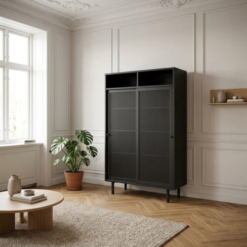 Veep Skab i Sort Metal fra Unique Furniture | B90xH140xD40cm - Billede 1