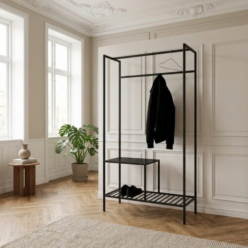 Vita garderobe med sort stel fra House Nordic | 170x101x38 - Billede 1