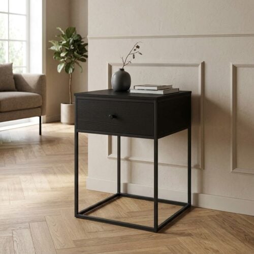 Vita Hjørnebord i Sort stål med 1 skuffe fra House Nordic | H55 x40 x40 cm - Billede 1