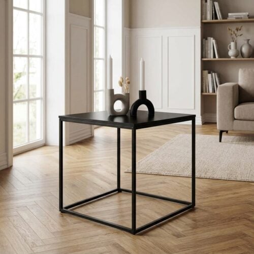 Vita hjørnebord i sort stål med sort spånplade fra House Nordic | H45 x45 x45 cm - Billede 1