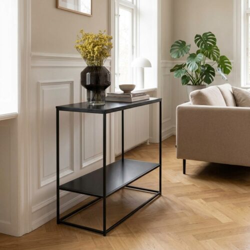 Vita Konsolbord i sort stål med sort spånplade fra House Nordic | H80 x36 x80 cm - Billede 1