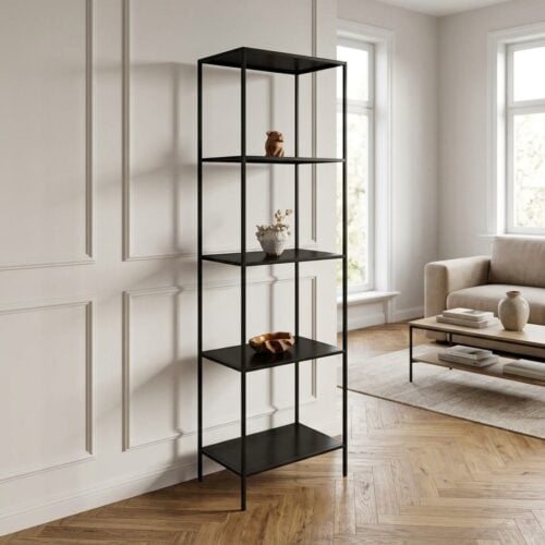 Vita reol, 5 hylder, sort med sort stel fra House Nordic - Billede 1