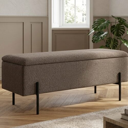 Watford B&aelig;nk med Opbevaring i Brun Boucl&eacute; fra House Nordic | L95xB365xH43cm - Billede 1