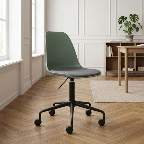 Whistler Kontorstol i Støvgrøn Stof med Sort Stål Stel fra Unique Furniture | B44xH83-95xD59cm - Billede 1