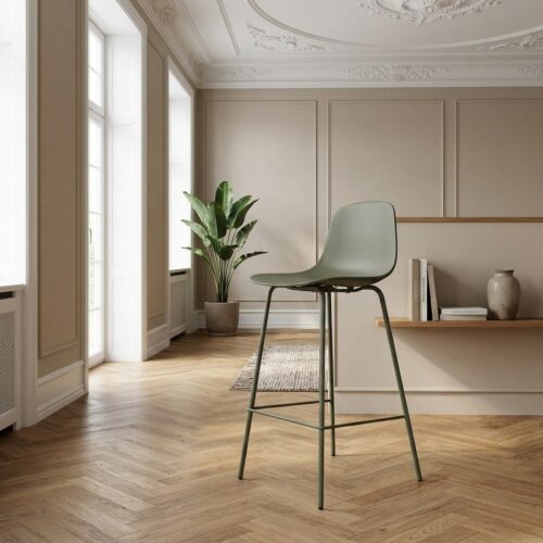 Whitby Counterstol i Olivengrøn Stål fra Unique Furniture | B47xH92,5xD45cm - Billede 1