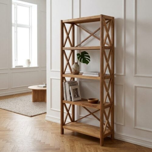 X-shelf Reol i Naturlig Olieret Egetræ fra Unique Furniture | B70xH161xD30cm - Billede 1
